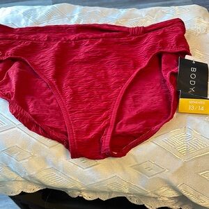 BODY Red Textured Bikini Bottoms